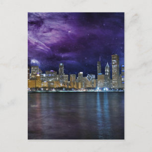 Cartão Postal Skyline do Spacey Chicago