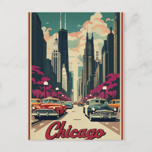 Cartão Postal Skyline Modern Black Chicago Illinois