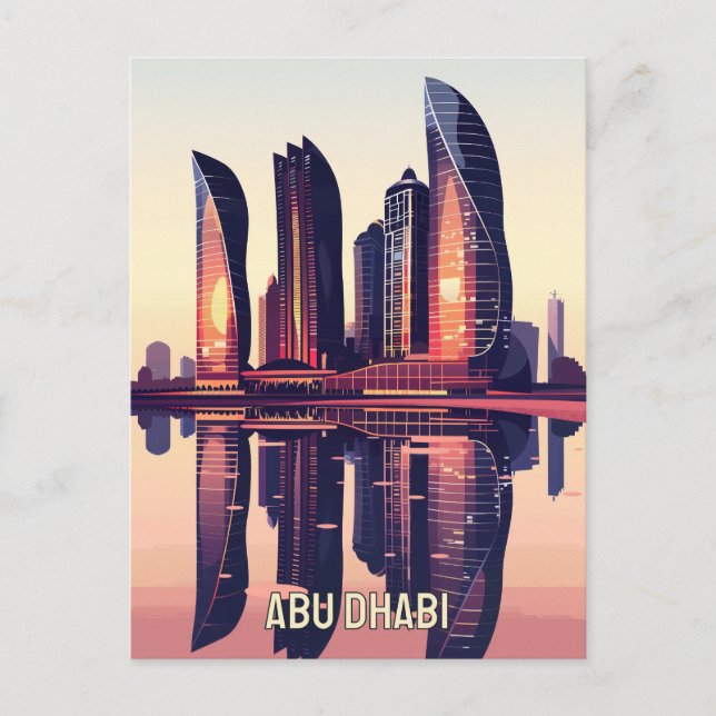 Cartão Postal Skyline moderno de Abu Dhabi (Frente)