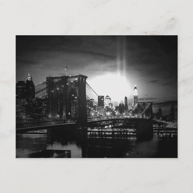 Cartão Postal Skyline Preto e Branco de Nova Iorque (Frente)