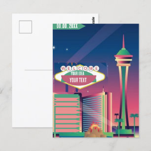 Cartão Postal Skyline Printable, Imprimível em Las Vegas, Linha