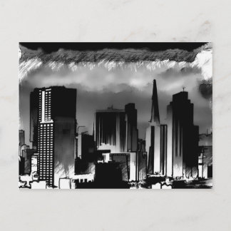 Cartão Postal Skyline Sketch Chicago em preto e branco
