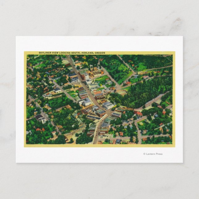 Cartão Postal Skyliner View olhando para sul sobre Ashland, OU (Frente)