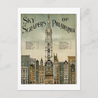 Cartão Postal Skyscrapers Filadélfia (Poster vintage 1898)