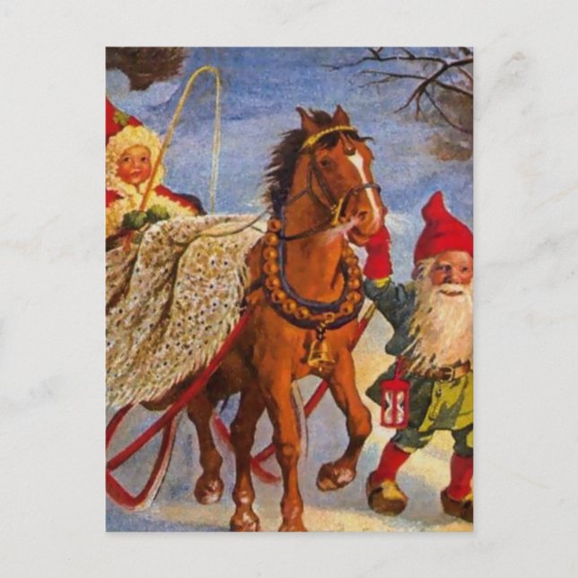 Cartão Postal "Sled Ride at Night", por Jenny Nystrom (Frente)