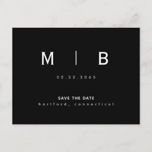 Cartão Postal Sleek Monogramas Modern Font Wedt