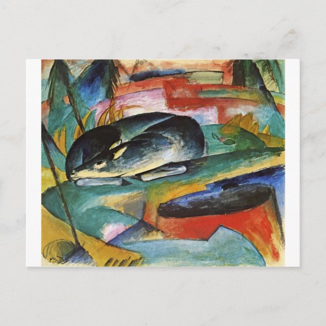Cartão Postal Sleeping Deer por Franz Marc (Frente)