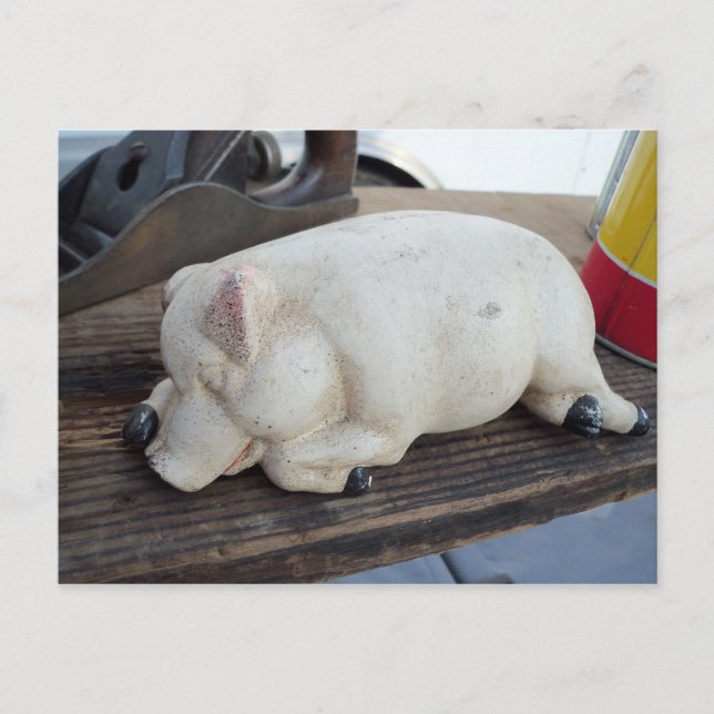 Cartão Postal Sleeping Pig Figurine (Frente)