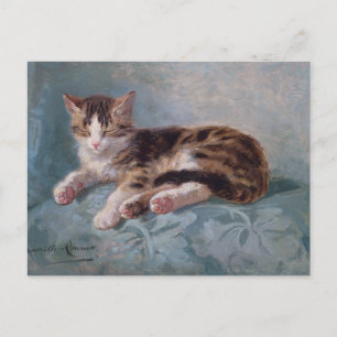 Cartão Postal Sleepy Kitten por Henriette Ronner-Knip