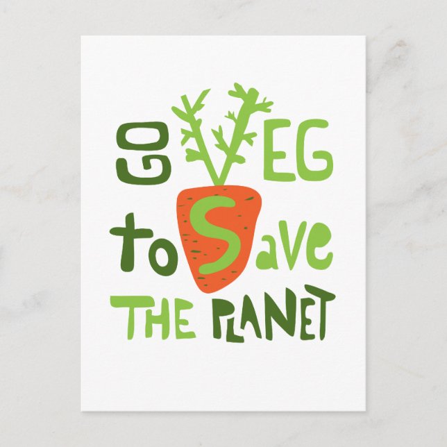 Cartão Postal Slogan Escrito À Mão De Vegan Com Carrot Postcard (Frente)