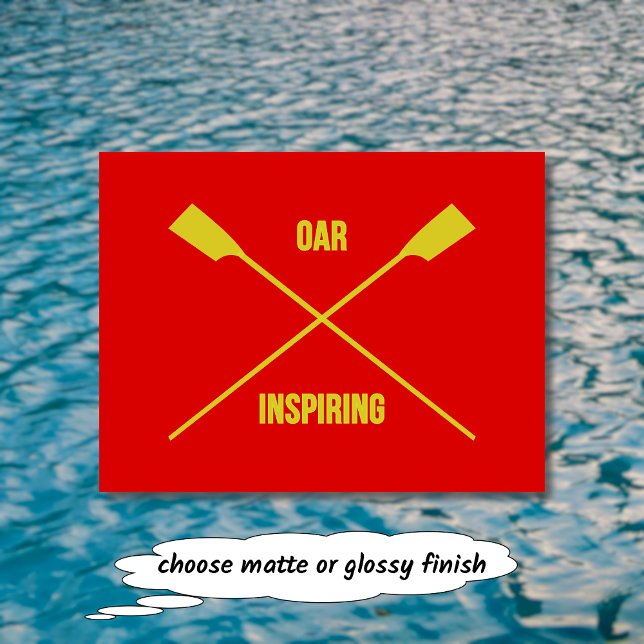 Cartão Postal Slogan inspirador do Oar e remos cruzados vermelho (Criador carregado)