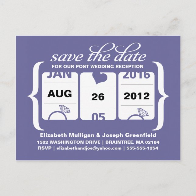 Cartão Postal Slot Machine Postar Recepção de casamento (Frente)