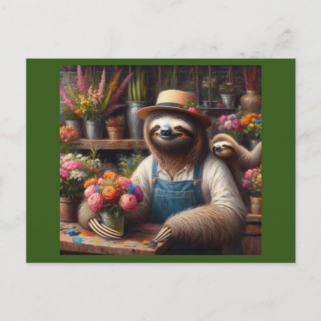 Cartão Postal Sloth Florist (Frente)