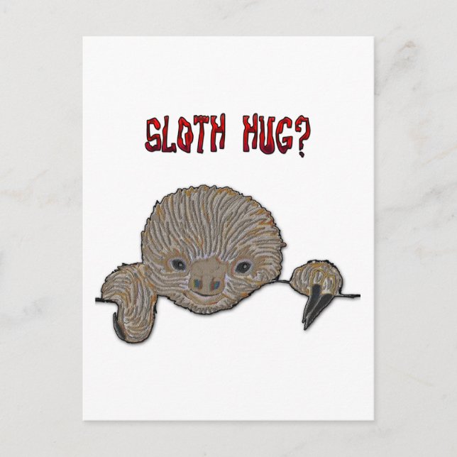 Cartão Postal Sloth Hug Baby Sloth (Frente)