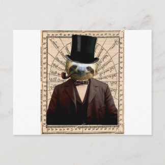 Cartão Postal Sloth Man Victorian Steampunk Antropomórfico