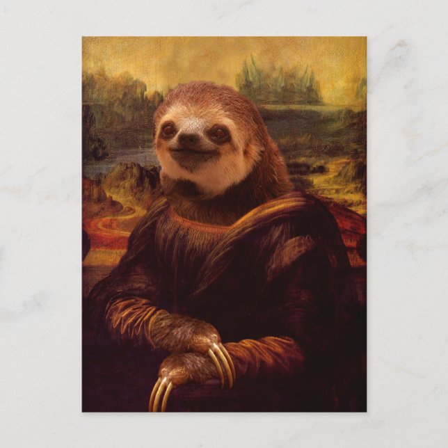 Cartão Postal Sloth Mona Lisa (Frente)