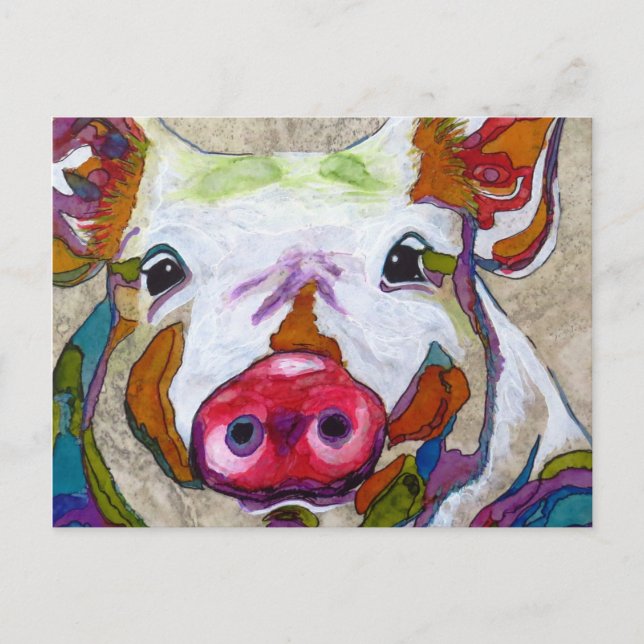 Cartão Postal Smiling Piggy (Frente)