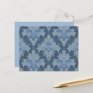 Cartão Postal Smokey Blue Slate Soft Azul em Pó Elegante Damask