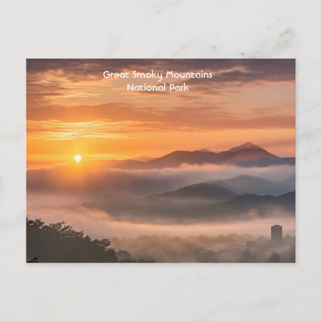Cartão Postal Smokey Mountain, como visto de Knoxville, Tennesse (Frente)