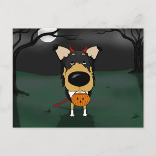 Cartão Postal Smooth Collie Halloween