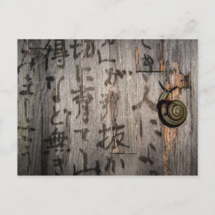 Cartão Postal Snail Mail Escargot sobre a caligrafia asiática