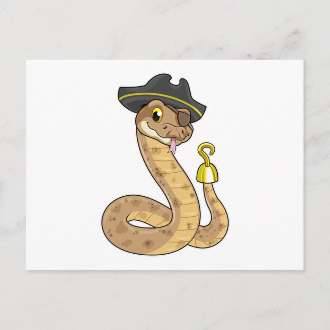 Cartão Postal Snake as Pirate with Hook hand & Eye patch (Frente)