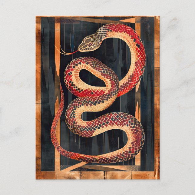 Cartão Postal Snake Totem – Transformative Deco Symbol (Frente)