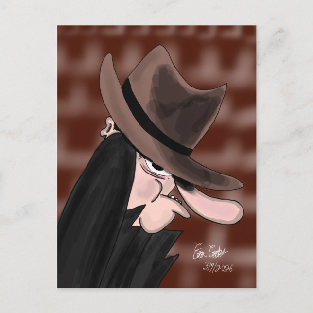Cartão Postal Sneaky villain cartoon character (Frente)
