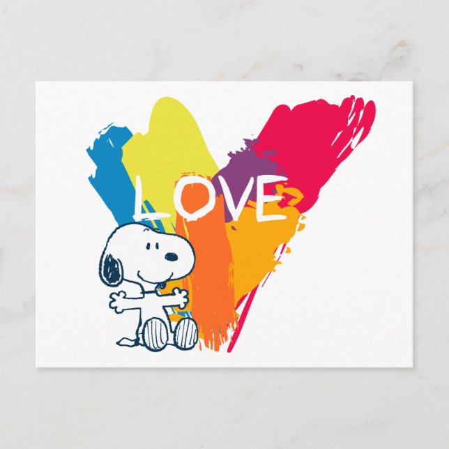Cartão Postal Snoopy | Coração Rainbow Love (Frente)