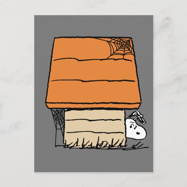 Cartão Postal Snoopy Halloween Spider Web Doghouse (Frente)