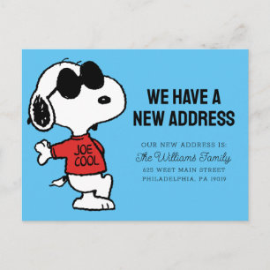 Cartão Postal Snoopy "Joe Cool"   Temos um Novo Endereço