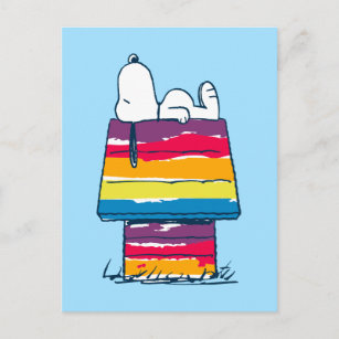 Cartão Postal Snoopy   Rainbow Dog House