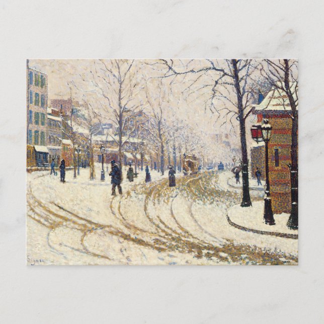 Cartão Postal Snow, Boulevard de Clichy, Paris by Paul Signac (Frente)