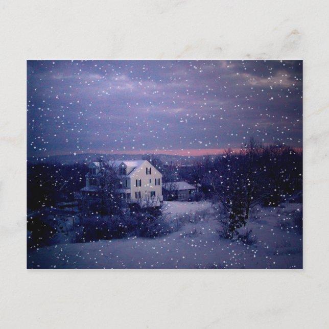 Cartão Postal Snow Falling em Manchester (Frente)