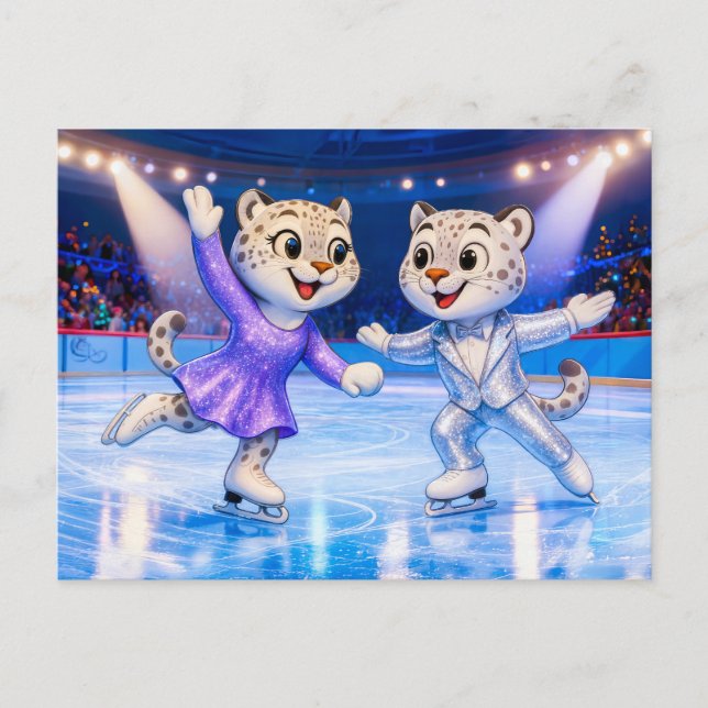 Cartão Postal Snow Leopard Pair Performing Ice Dance Routine in  (Frente)