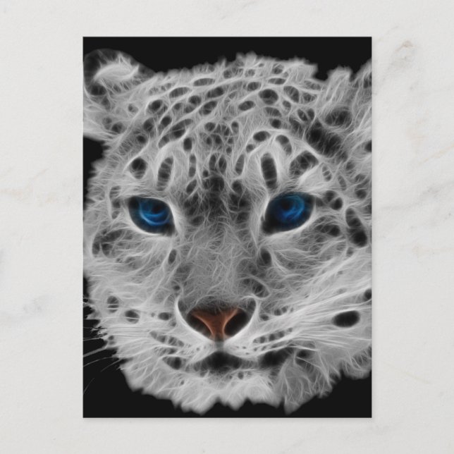 Cartão Postal Snow Lepard Fractal (Frente)