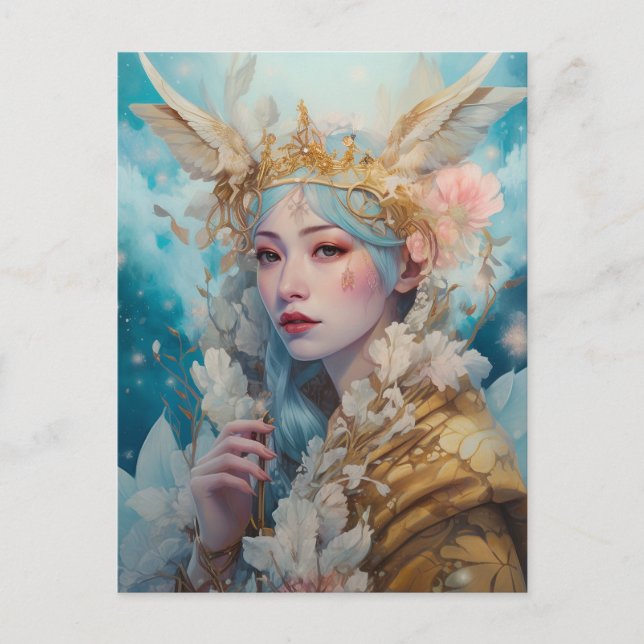 Cartão Postal Snow Queen Fantasy Art (Frente)