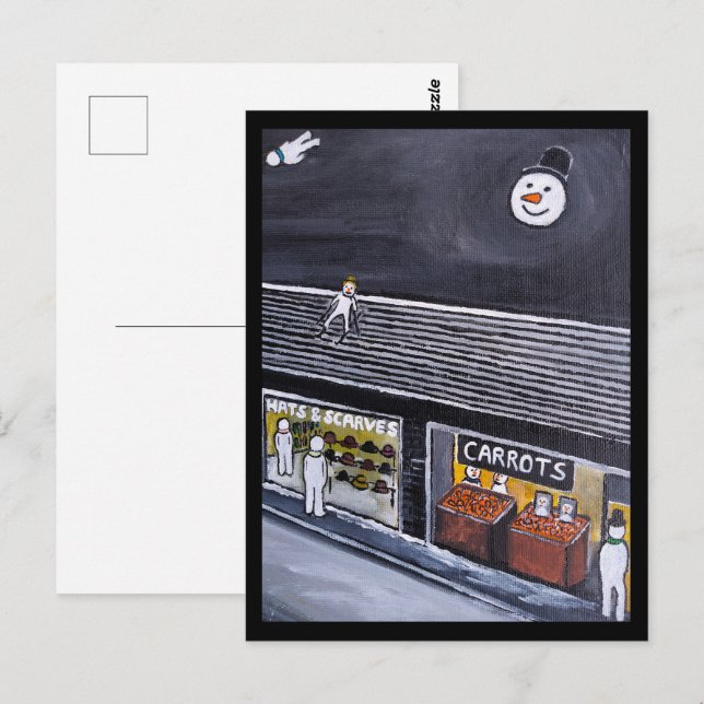 Cartão Postal Snow Town Painting by Alfred Fox (Frente/Verso)