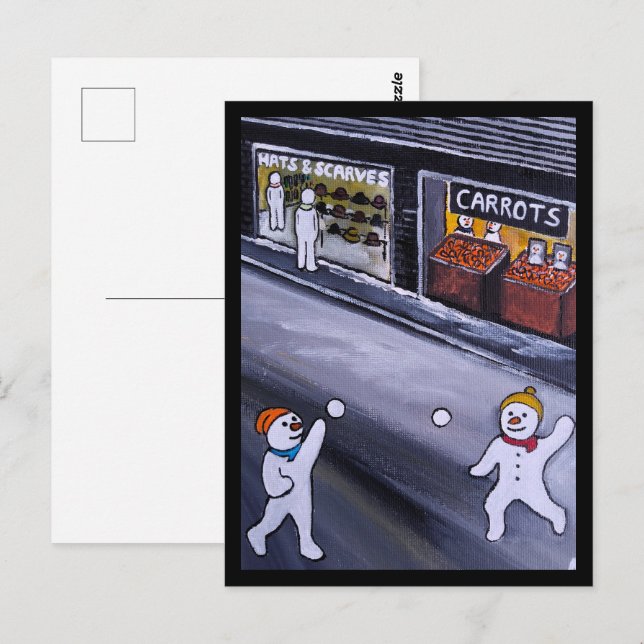 Cartão Postal Snow Town Painting by Alfred Fox (Frente/Verso)