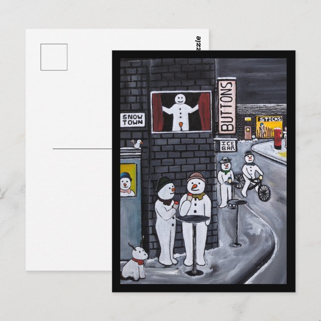 Cartão Postal Snow Town Painting by Alfred Fox (Frente/Verso)