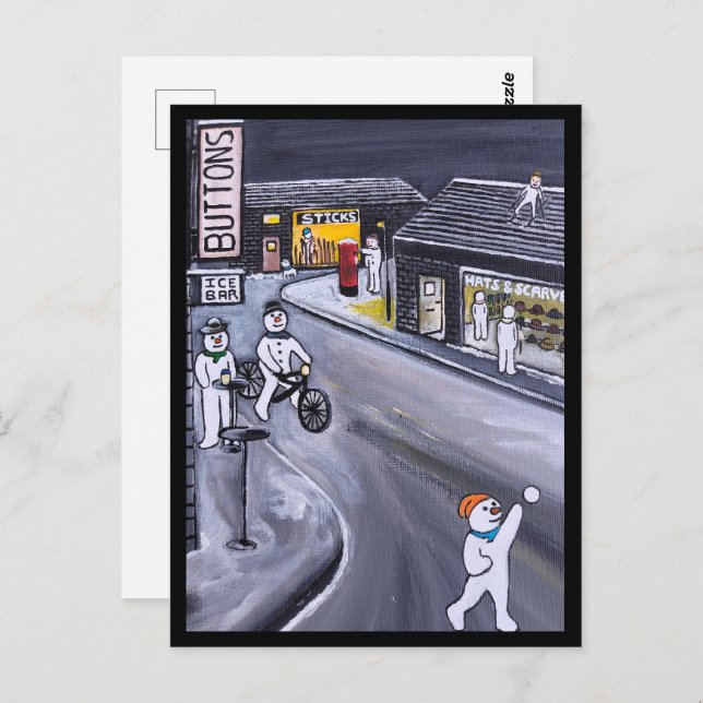 Cartão Postal Snow Town Painting by Alfred Fox (Frente/Verso)