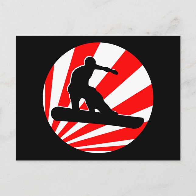 Cartão Postal snowboard : raios vermelhos (Frente)