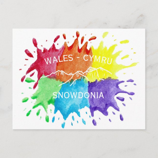 Cartão Postal Snowdonia, Postcard de Salpicos de Tinta (Frente)