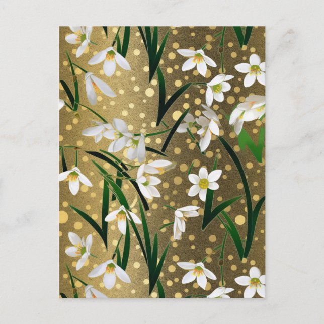 Cartão Postal Snowdrops Chiyogami (Frente)