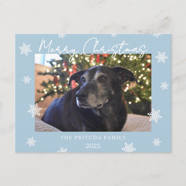 Cartão Postal Snowflake Merry Christmas Family Photo Holiday (Frente)