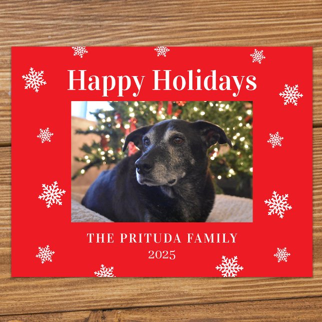 Cartão Postal Snowflake Modern Family Photo Holiday (Criador carregado)