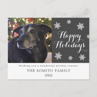 Cartão Postal Snowflake Modern Family Photo Holiday Card