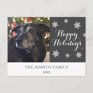 Cartão Postal Snowflake Modern Family Photo Holiday Card
