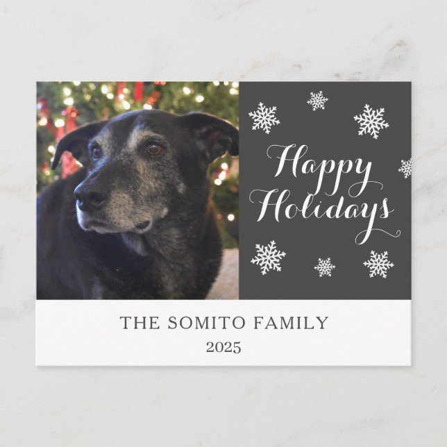 Cartão Postal Snowflake Modern Family Photo Holiday Card (Frente)