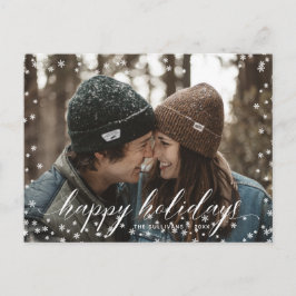 Cartão Postal Snowflakes Snowflakes Script de Caligrafia de Nata